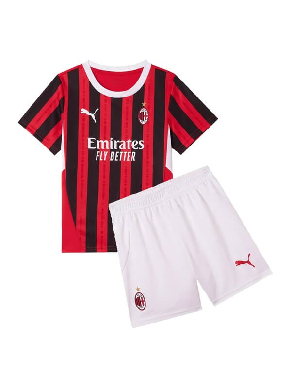 AC Milan maillot domicile pour enfant kit de football mini maillot de football pour enfant uniformes pour jeunes 2024-2025