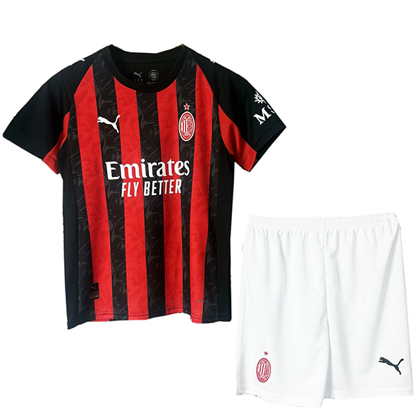 AC milan maillot de football domicile pour enfants, kit de football pour enfants premier mini-maillot de football uniformes pour jeunes 2025-2026