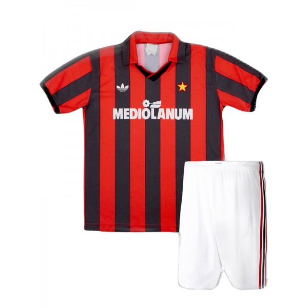 AC milan maillot de football rétro pour enfants à domicile kit de football pour enfants premier mini-chemise de football vintage uniformes pour jeunes 1990-1991