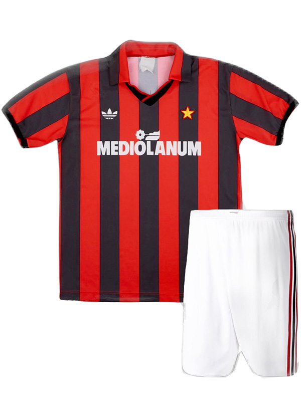 AC milan maillot de football rétro pour enfants à domicile kit de football pour enfants premier mini-chemise de football vintage uniformes pour jeunes 1990-1991