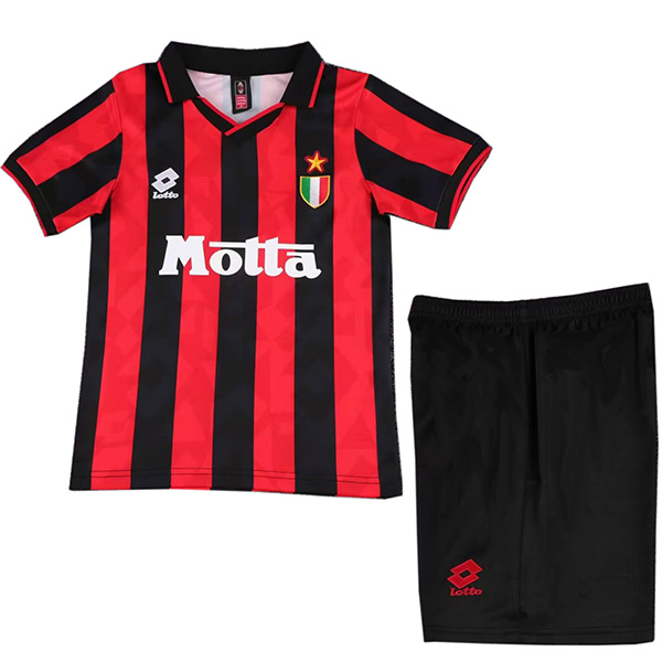 AC milan maillot de football rétro pour enfants à domicile kit de football vintage pour enfants premier mini-chemise de football uniformes pour jeunes 1993-1994