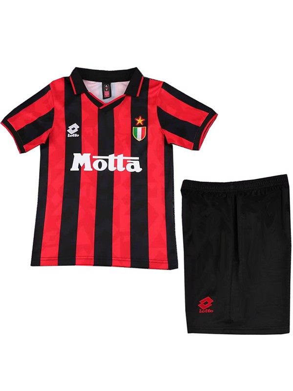 AC milan maillot de football rétro pour enfants à domicile kit de football vintage pour enfants premier mini-chemise de football uniformes pour jeunes 1993-1994