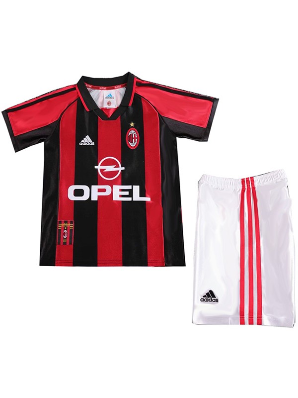 AC milan maillot de football rétro pour enfants à domicile kit de football pour enfants premier mini-chemise de football vintage uniformes pour jeunes 1998-1999