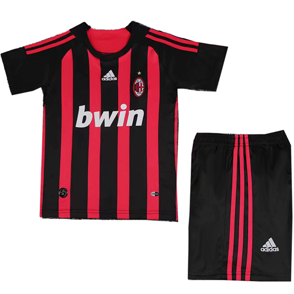 AC milan maillot de football rétro pour enfants à domicile kit de football pour enfants premier mini-chemise de football vintage uniformes pour jeunes 2008-2009