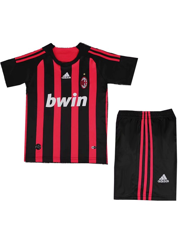 AC milan maillot de football rétro pour enfants à domicile kit de football pour enfants premier mini-chemise de football vintage uniformes pour jeunes 2008-2009
