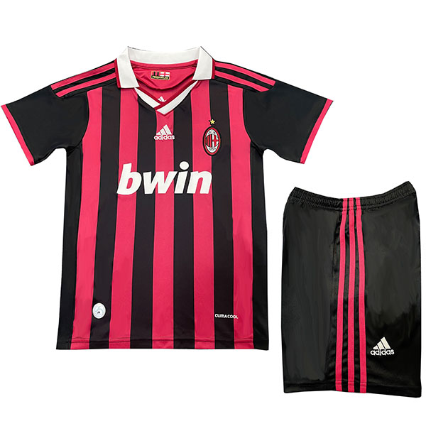 AC milan maillot rétro de football pour enfants à domicile kit vintage mini-chemise de football pour enfants uniformes pour jeunes 2009-2010