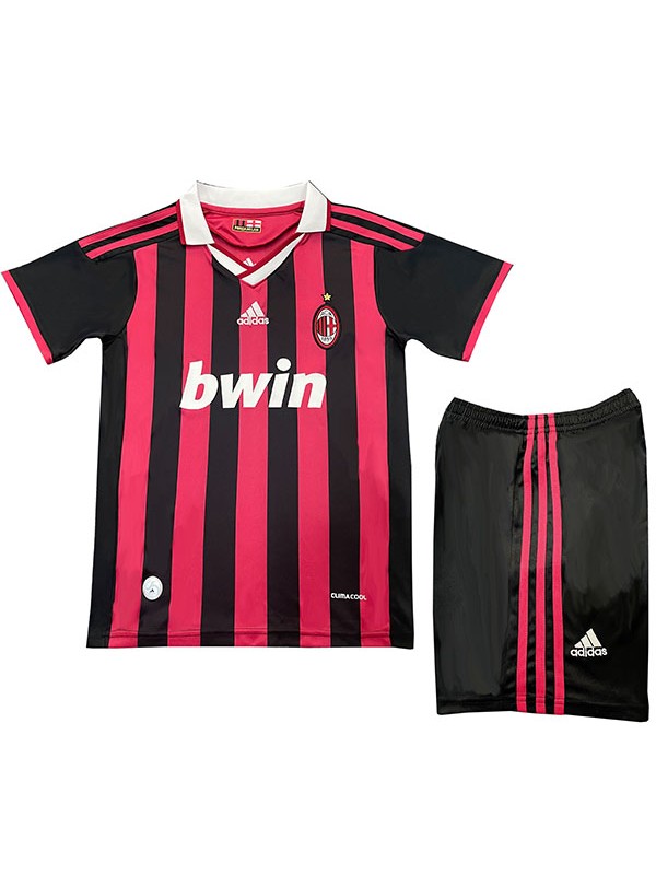 AC milan maillot rétro de football pour enfants à domicile kit vintage mini-chemise de football pour enfants uniformes pour jeunes 2009-2010