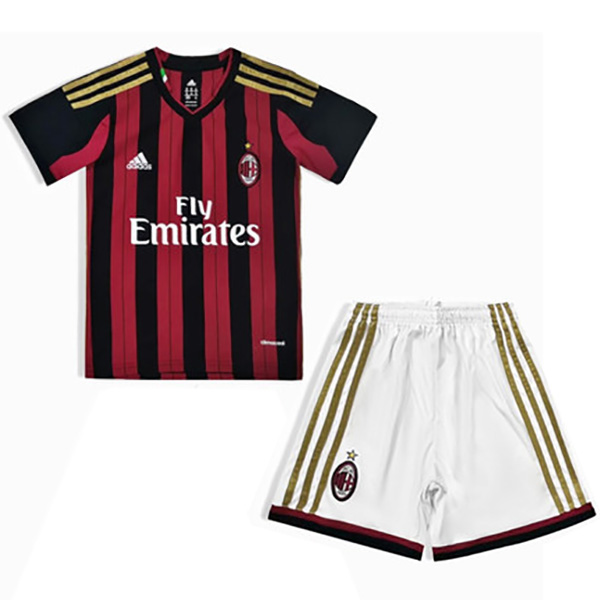 AC milan maillot rétro domicile enfant kit de football vintage enfants premier mini maillot de football uniformes jeunesse 2013-2014