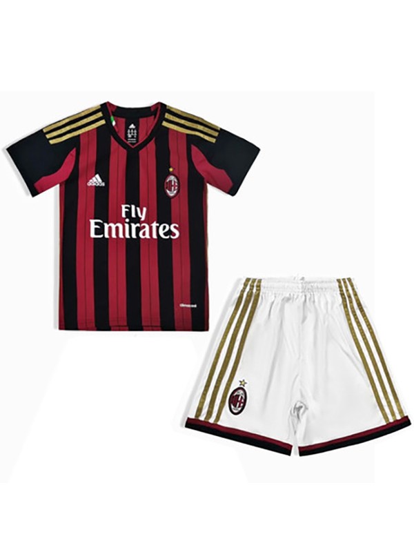 AC milan maillot rétro domicile enfant kit de football vintage enfants premier mini maillot de football uniformes jeunesse 2013-2014