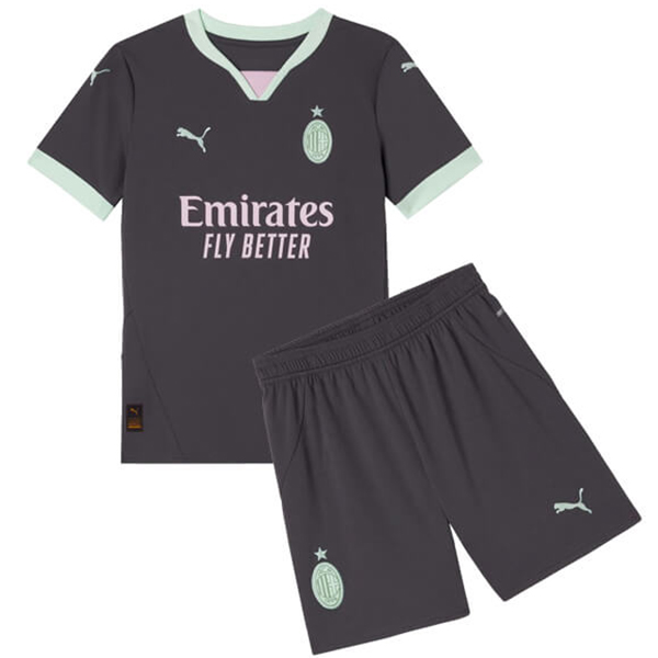 AC milan troisième maillot de football pour enfants kit enfants 3ème mini maillot de football uniformes pour jeunes 2024-2025