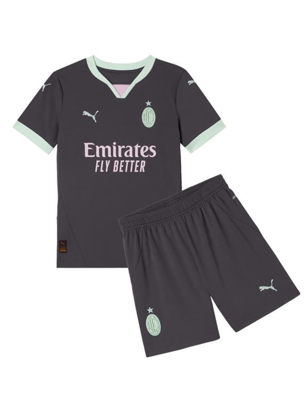 AC milan troisième maillot de football pour enfants kit enfants 3ème mini maillot de football uniformes pour jeunes 2024-2025