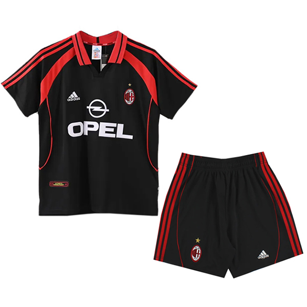 AC milan maillot de football rétro pour enfant troisième maillot tenue de football pour enfant vintage 3e maillot uniformes pour jeunes 2000-2001