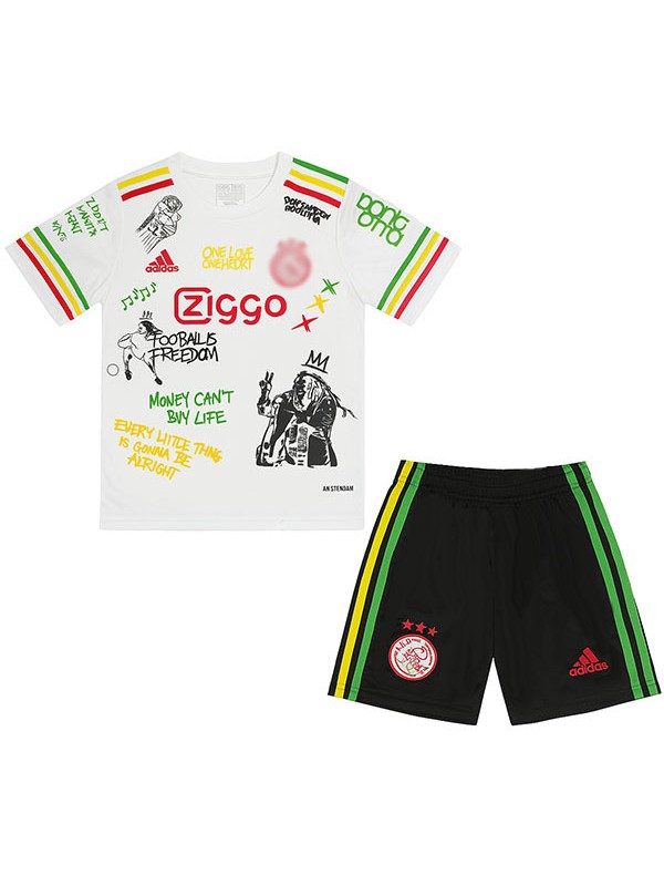 Ajx maillot de football Bob Marley blanc premium pour enfants premier mini-chemise de football pour enfants uniformes pour jeunes 2025-2026
