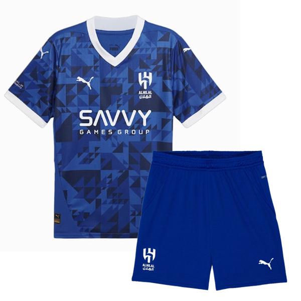 Al-Hilal maillot de football à domicile pour enfants kit de football mini-maillot de football pour enfants premier uniforme pour jeunes 2024-2025