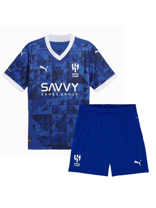 Al-Hilal maillot de football à domicile pour enfants kit de football mini-maillot de football pour enfants premier uniforme pour jeunes 2024-2025