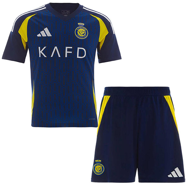 Al-Nassr maillot de football extérieur pour enfants kit de football pour enfants deuxième mini-chemise de football uniformes pour jeunes 2024-2025