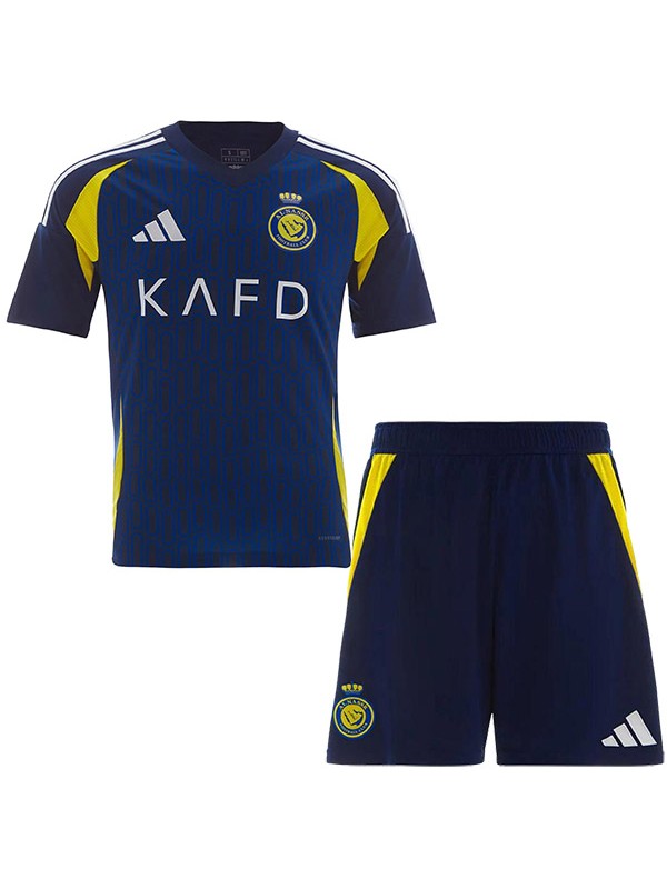 Al-Nassr maillot de football extérieur pour enfants kit de football pour enfants deuxième mini-chemise de football uniformes pour jeunes 2024-2025