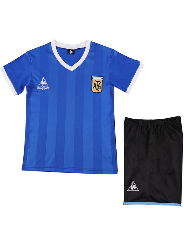 Argentina maillot de football rétro pour enfants à l'extérieur kit de football vintage pour enfants deuxième mini-chemise de football uniformes pour jeunes 1986
