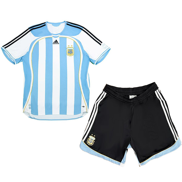 Argentina maillot de football rétro pour enfants à domicile, kit de football vintage pour enfants, premier maillot de football, mini uniformes pour jeunes 2006