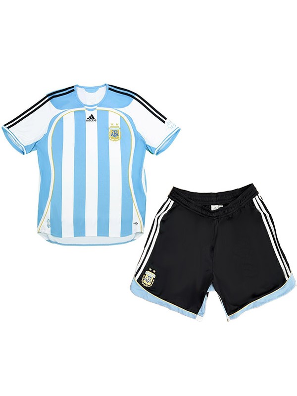 Argentina maillot de football rétro pour enfants à domicile, kit de football vintage pour enfants, premier maillot de football, mini uniformes pour jeunes 2006