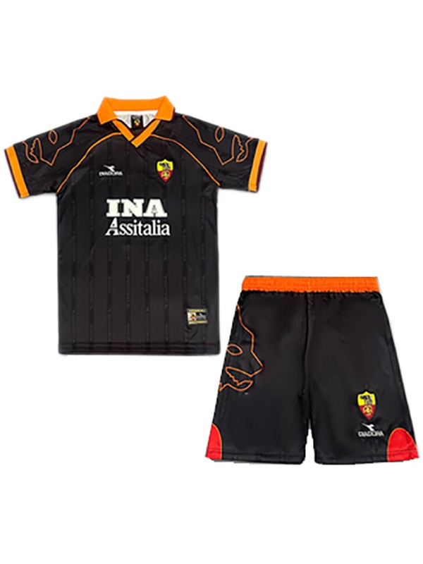 AS Roma maillot de football rétro pour enfants à l'extérieur kit de football pour enfants deuxième mini-chemise de football vintage uniformes pour jeunes 1999-2000