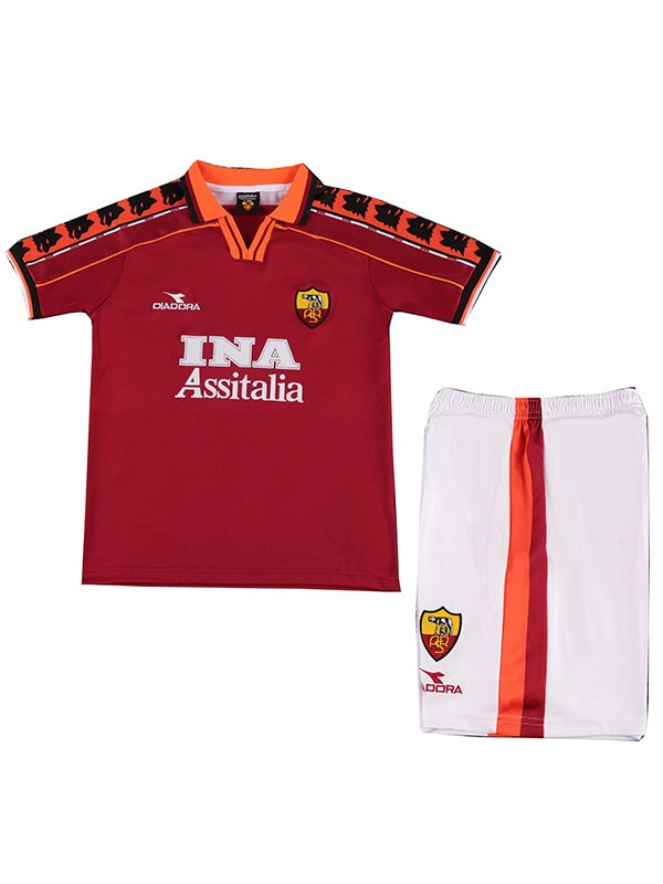 AS roma maillot rétro pour enfants à domicile kit de football vintage united enfants premier mini maillot de football uniformes pour jeunes 1998-1999
