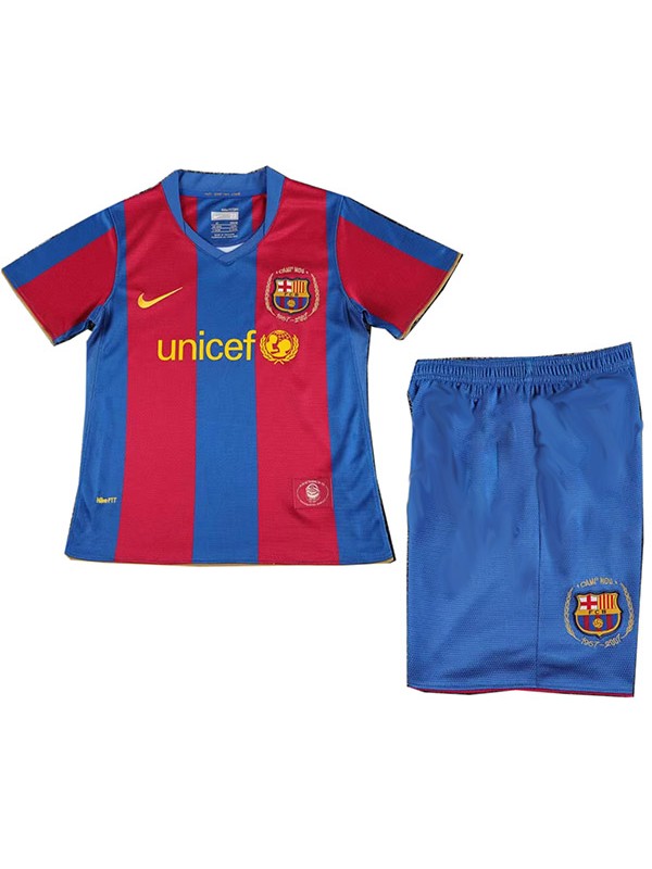 Barcelona maillot de football rétro pour enfants à domicile kit de football pour enfants premier mini-chemise de football vintage uniformes pour jeunes 2007-2008