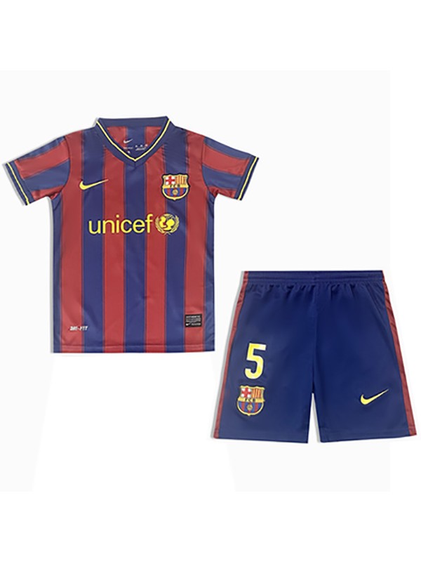 Barcelona maillot de football rétro pour enfants à domicile kit de football pour enfants premier mini-chemise de football vintage uniformes pour jeunes 2009-2010