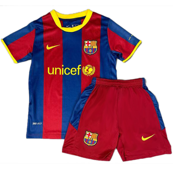 Barcelona maillot rétro enfant domicile Kit de football vintage pour enfants premier mini-chemise de football uniformes pour jeunes 2010-2011