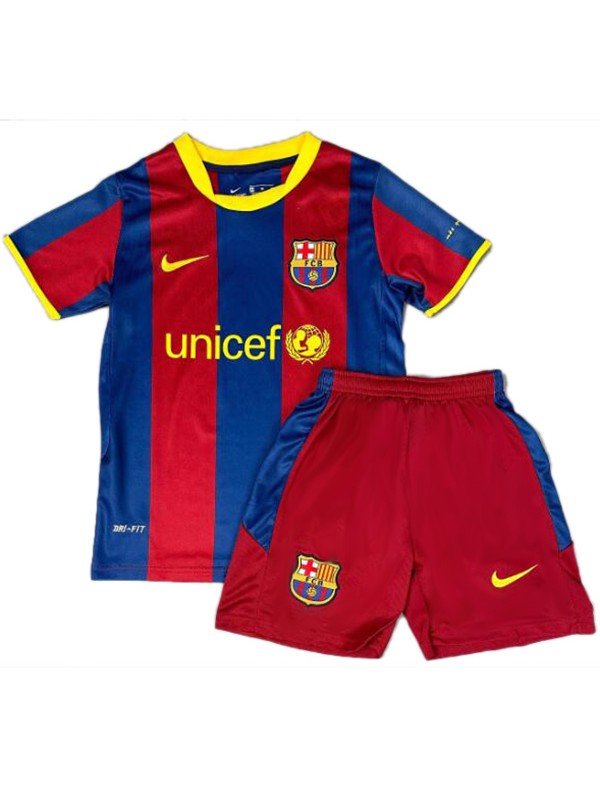 Barcelona maillot rétro enfant domicile Kit de football vintage pour enfants premier mini-chemise de football uniformes pour jeunes 2010-2011