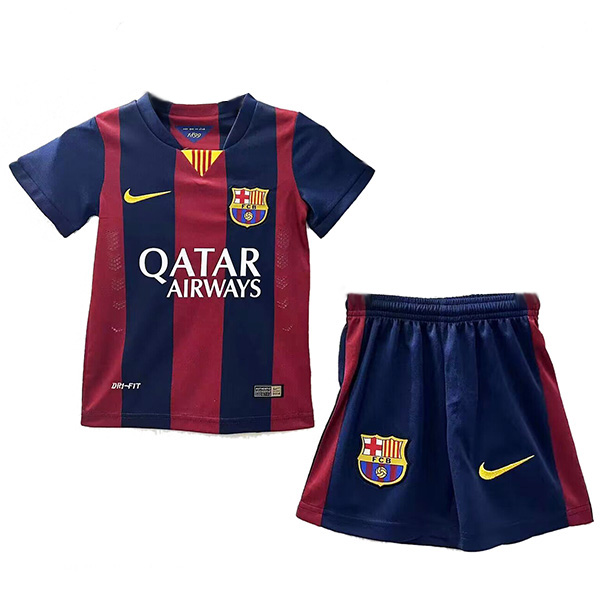 Barcelona maillot rétro enfant domicile Kit de football vintage pour enfants premier mini-chemise de football uniformes pour jeunes 2014-2015