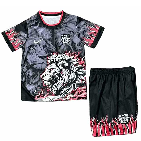 Barcelona maillot de football spécial pour enfants mini-maillot de football lion noir uniformes pour jeunes 2025-2026