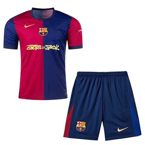 Barcelona Travis Scott maillot de football domicile pour enfants kit de football pour enfants premier mini-maillot de football uniformes pour jeunes 2024-2025