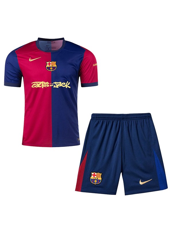 Barcelona Travis Scott maillot de football domicile pour enfants kit de football pour enfants premier mini-maillot de football uniformes pour jeunes 2024-2025