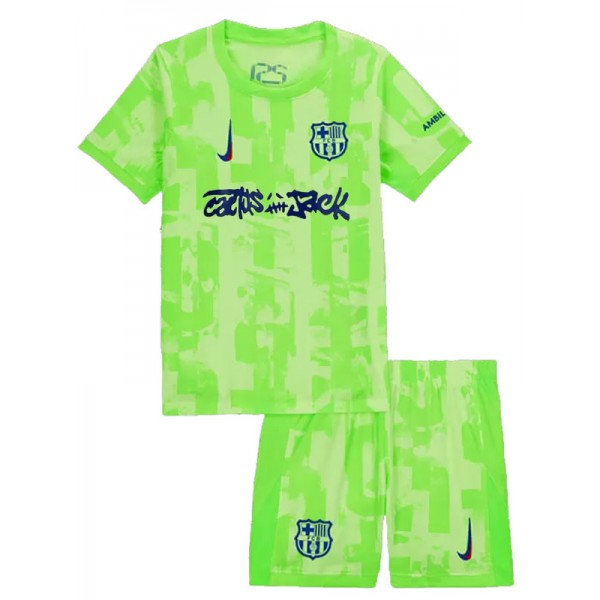 Barcelona maillot de football Travis Scott third pour enfant tenue de football pour enfant mini-maillot uniformes pour jeunes 2024-2025