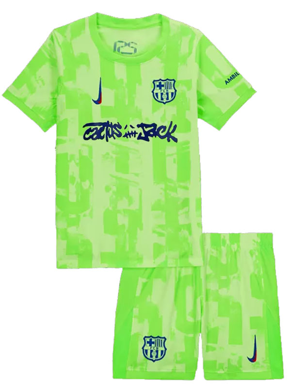 Barcelona maillot de football Travis Scott third pour enfant tenue de football pour enfant mini-maillot uniformes pour jeunes 2024-2025