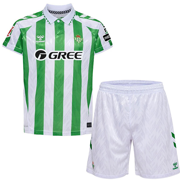 Betis maillot de football pour enfants à domicile kit de football pour enfants premier mini-chemise de football uniformes pour jeunes 2024-2025