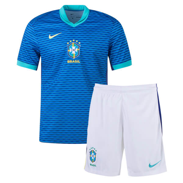 Brazil maillot de football pour enfants à l'extérieur kit de football pour enfants deuxième mini-chemise de football uniformes pour jeunes 2024-2025