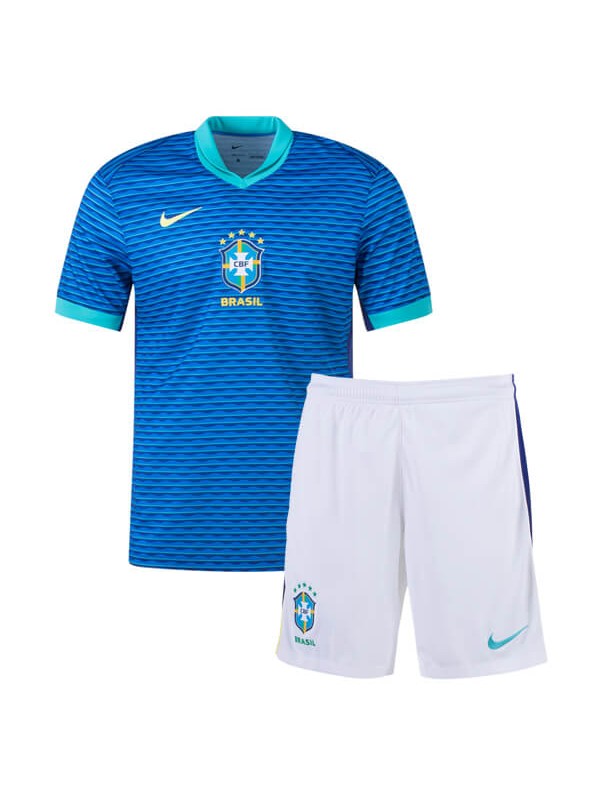 Brazil maillot de football pour enfants à l'extérieur kit de football pour enfants deuxième mini-chemise de football uniformes pour jeunes 2024-2025