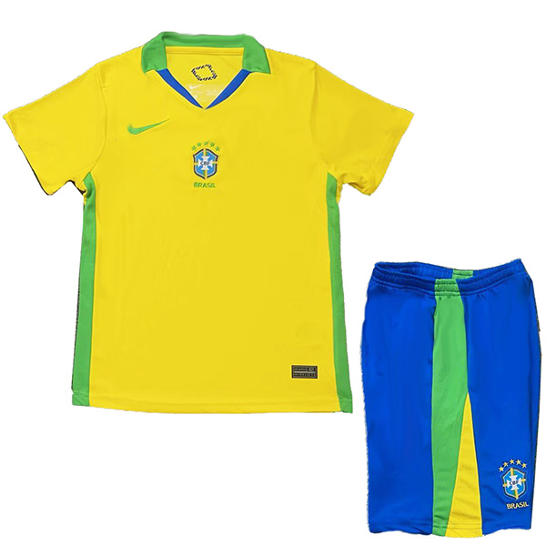 Brazil maillot de football domicile pour enfants kit de football pour enfants premier mini-maillot de football uniformes pour jeunes 2025-2026