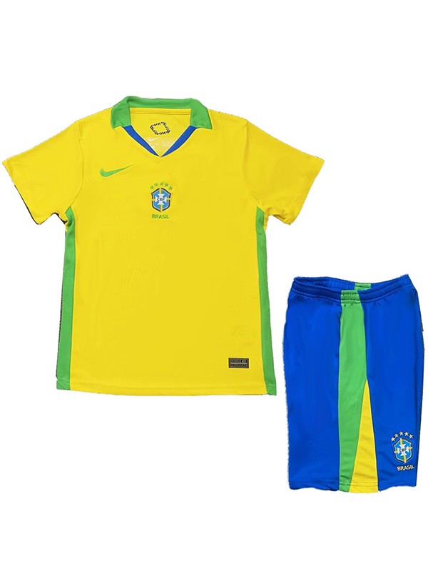 Brazil maillot de football domicile pour enfants kit de football pour enfants premier mini-maillot de football uniformes pour jeunes 2025-2026