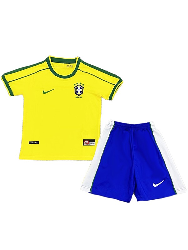 Brazil maillot rétro enfant domicile kit de football pour enfants vintage premier mini-chemise de football uniformes pour jeunes 1998