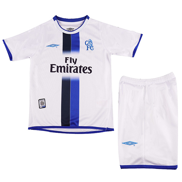 Chelsea maillot de football vintage pour enfants kit rétro pour enfants deuxième mini-chemise de football uniformes pour jeunes 2003-2005