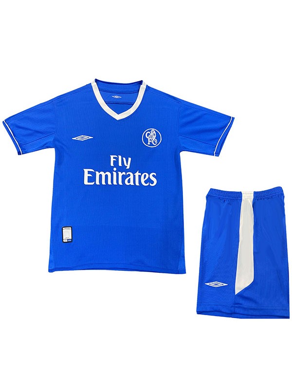 Chelsea maillot de football rétro pour enfants à domicile kit de football pour enfants premier mini-chemise de football vintage uniformes pour jeunes 2003-2005