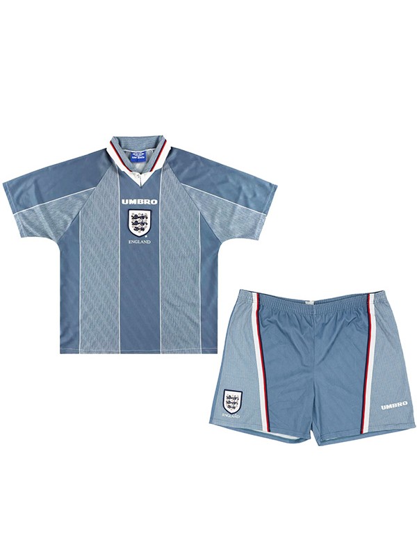 England maillot de football rétro pour enfants à l'extérieur kit de football vintage pour enfants deuxième maillot de football mini uniformes pour jeunes 1996-1997