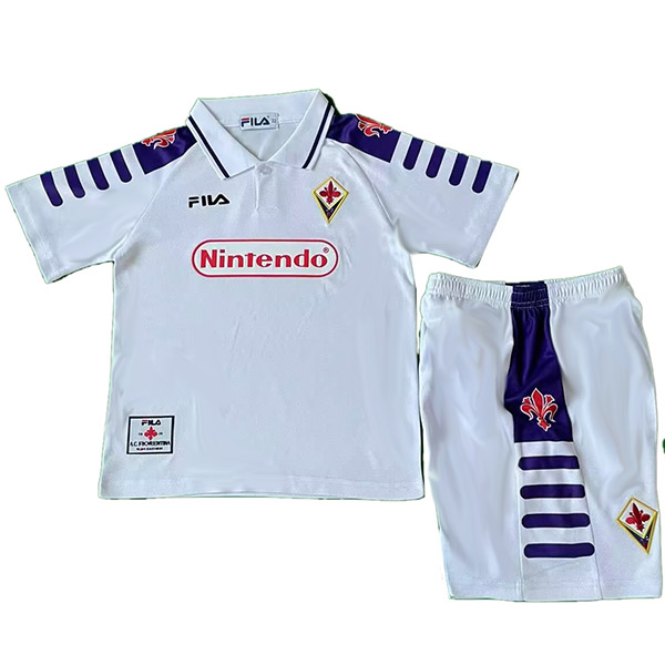 Fiorentina maillot de football rétro pour enfants à l'extérieur kit de football pour enfants deuxième mini-chemise de football vintage uniformes pour jeunes 1998-1999