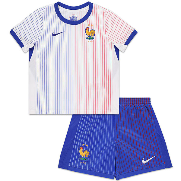 France maillot enfant à l'extérieur  Ensemble de football enfant deuxième mini - chemise de football uniforme de l'adolescent 2024 - 2025