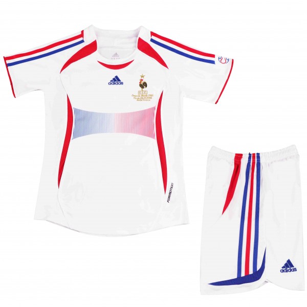 France maillot de football rétro pour enfants à l'extérieur kit de football vintage pour enfants deuxième mini-chemise de football uniformes pour jeunes 2006