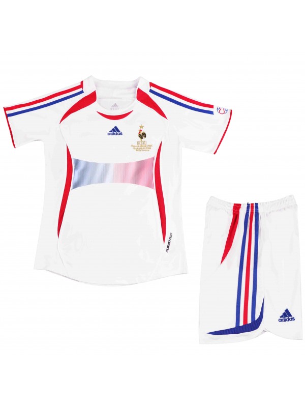 France maillot de football rétro pour enfants à l'extérieur kit de football vintage pour enfants deuxième mini-chemise de football uniformes pour jeunes 2006