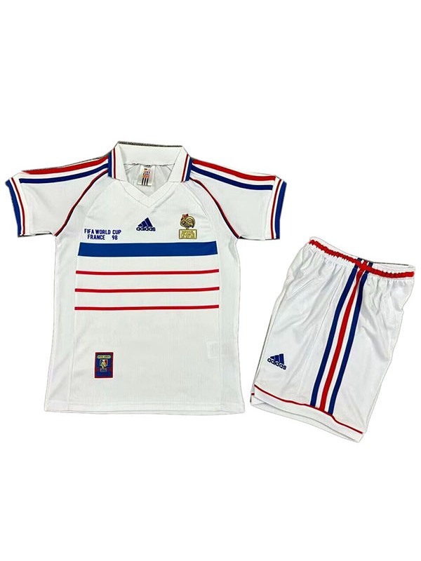 France extérieur enfants maillot rétro kit de football vintage enfants deuxième football mini-chemise uniformes de jeunesse 1998